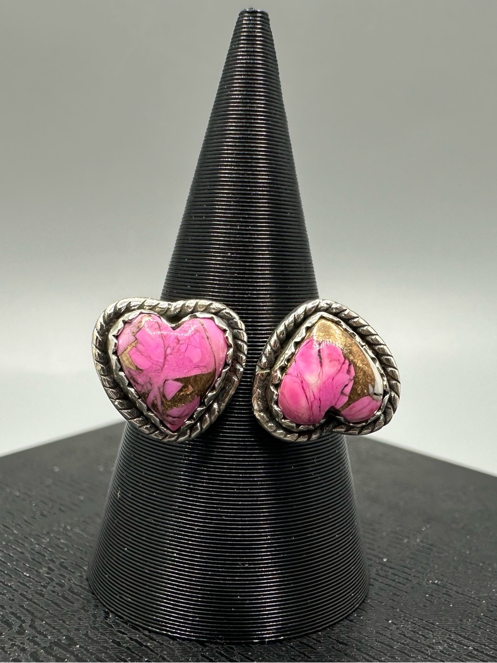 🩷🩷 Cotton Candy Dahlia Turquoise Sterling Silver 925 Floater Bypass Ring Heart